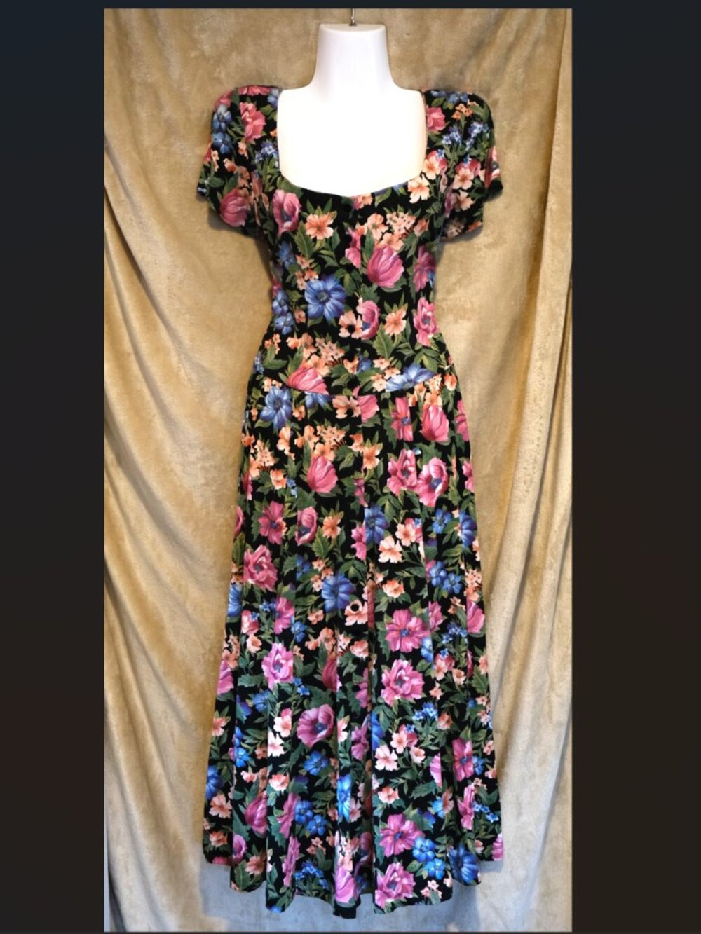 Vintage 90s Moda International Floral Maxi Dress | Pockets | Button Front | Size - Picture 2 of 10